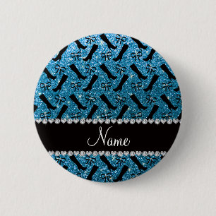 Macaron Rond 5 Cm Nom personnalisé sky bleu parties scintillant bott