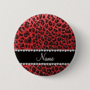 Macaron Rond 5 Cm Nom personnalisé taches léopards de parties scinti