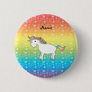 Macaron Rond 5 Cm Nom personnalisé unicorn arc-en-ciel