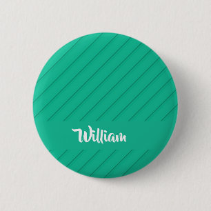 Macaron Rond 5 Cm Nom personnalisé vert diagonale plastique texturé