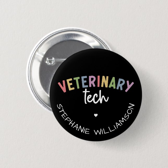 Macaron Rond 5 Cm Nom personnalisé Vétérinaire | Technicien d'vétéri (Devant & derrière)