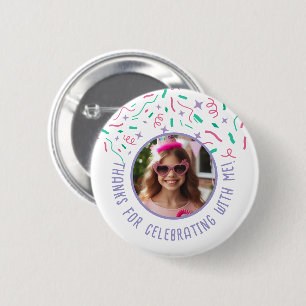 Macaron Rond 5 Cm Nom photo personnalisé Confetti Anniversaire Merci