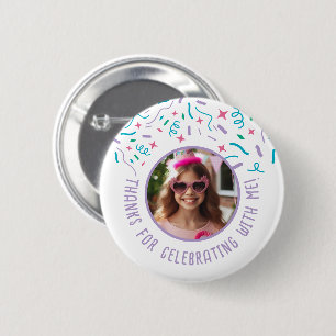 Macaron Rond 5 Cm Nom photo personnalisé Confetti Anniversaire Merci