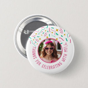 Macaron Rond 5 Cm Nom photo personnalisé Confetti Anniversaire Merci