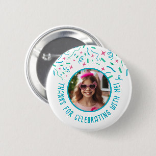 Macaron Rond 5 Cm Nom photo personnalisé Confetti Anniversaire Merci