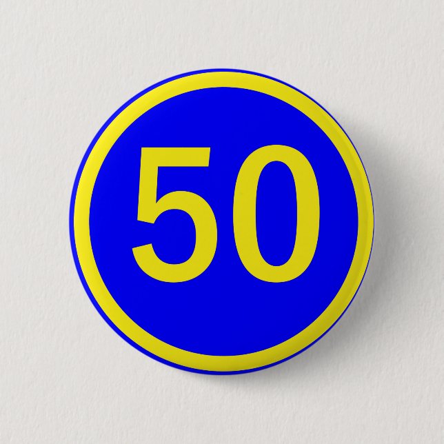 Macaron Rond 5 Cm nombre, 50, dans un cercle (Devant)
