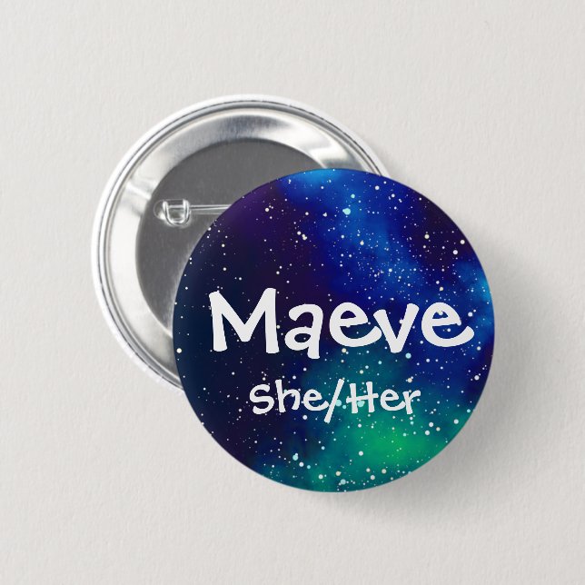 Macaron Rond 5 Cm _nommé + Galaxie personnalisable de pronoms (Devant & derrière)