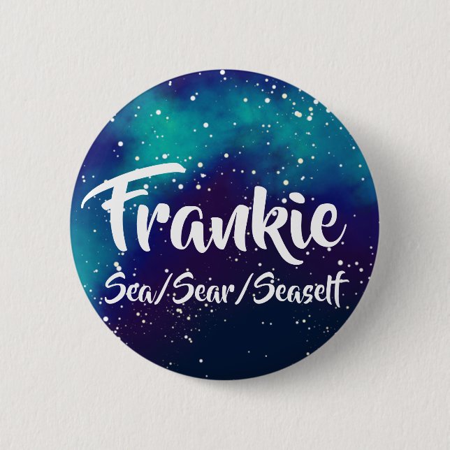 Macaron Rond 5 Cm _nommé + Galaxie personnalisable de pronoms (Devant)