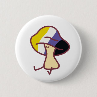 Macaron Rond 5 Cm Non-Binary Pride Mushroom Pin 