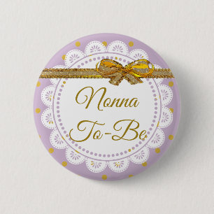 Macaron Rond 5 Cm Nonna à être bouton de pourpre et d'or de baby