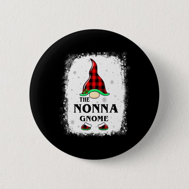 Macaron Rond 5 Cm Nonna Gnome Buffalo Plaid Matching Family Xmas Paj (Devant)