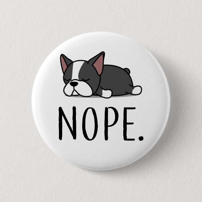 Macaron Rond 5 Cm Nope Boston Terrier (Devant)