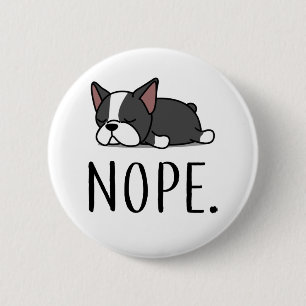 Macaron Rond 5 Cm Nope Boston Terrier
