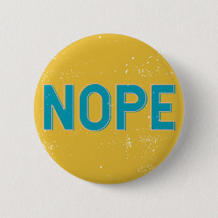 Macaron Rond 5 Cm NOPE - Typographie en Jaune et Bleu