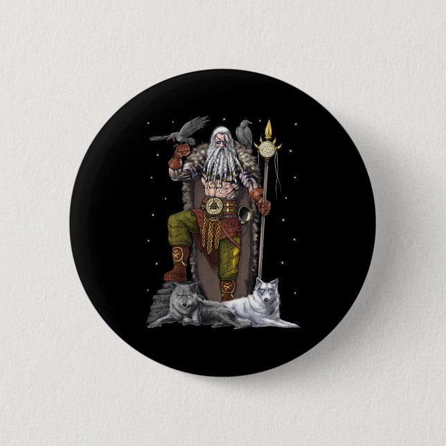 Macaron Rond 5 Cm Norse Viking Dieu Odin (Devant)