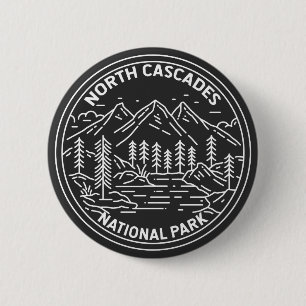 Macaron Rond 5 Cm North Cascades National Park Washington Monoline