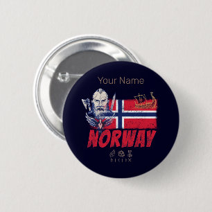 Macaron Rond 5 Cm Norvège Vive Drapeau Vintage Et Souvenir De Navire