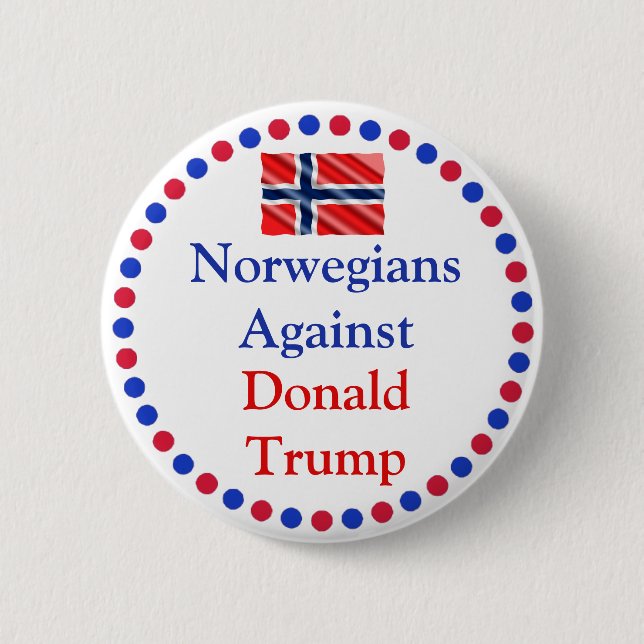 Macaron Rond 5 Cm Norvégiens contre Donald Trump Button (Devant)