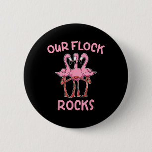 Macaron Rond 5 Cm Nos Flock Rocks Flamant rose Correspondant Vacance