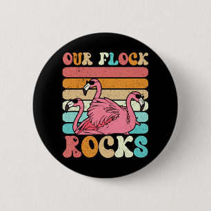 Macaron Rond 5 Cm Nos Flock Rocks Flamant rose Correspondant Vacance
