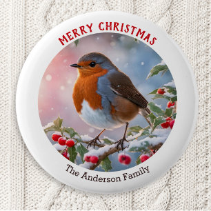 Macaron Rond 5 Cm Nostalgale hiver Robin Redmamie Joyeux Noël