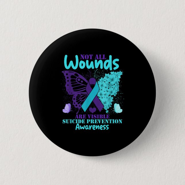 Macaron Rond 5 Cm Not All Wounds Are Visible Suicide Awareness  (Devant)