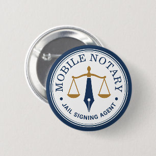 Macaron Rond 5 Cm Notaire mobile personnalisé Signature légale Bleu