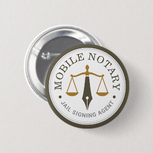 Macaron Rond 5 Cm Notaire mobile personnalisé Signature légale Kaki