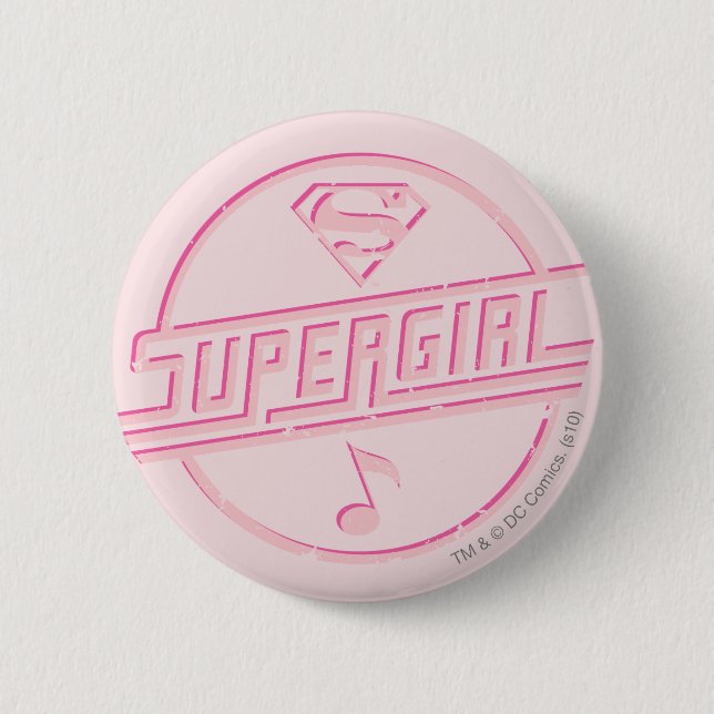 Macaron Rond 5 Cm Note de musique rose Supergirl (Devant)