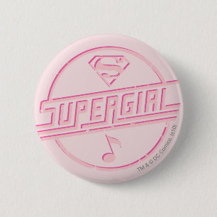 Macaron Rond 5 Cm Note de musique rose Supergirl