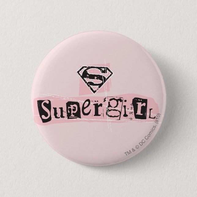 Macaron Rond 5 Cm Note de rançon du logo Supergirl (Devant)