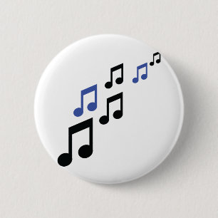 Macaron Rond 5 Cm notes de musique noire bleue