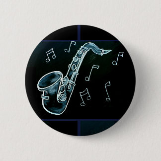 Macaron Rond 5 Cm Notes de saxophone et de musique