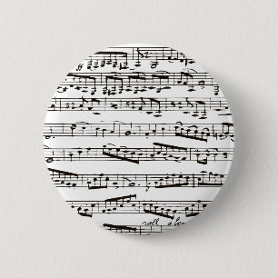 Macaron Rond 5 Cm Notes musicales noires et blanches