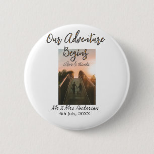 Macaron Rond 5 Cm Notre aventure commence couple photo amour & merci
