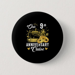 Macaron Rond 5 Cm Notre couple de vacances en croisière dorée pour n