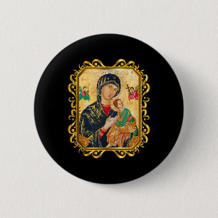 Macaron Rond 5 Cm Notre Dame De L'Aide Perpétuelle Béni Mère Mary Ch