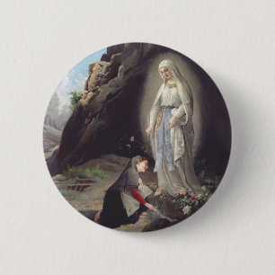 Macaron Rond 5 Cm Notre-Dame de Lourdes Apparition Artistique Miracu
