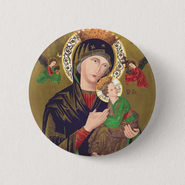 Macaron Rond 5 Cm Notre Dame de Perpetual Aide (Devant)