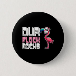 Macaron Rond 5 Cm Notre Flamant rose Flock Rocks