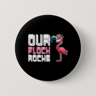 Macaron Rond 5 Cm Notre Flamant rose Flock Rocks