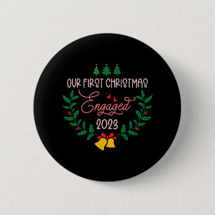 Macaron Rond 5 Cm Notre premier Noël engagé 2023 Fiançailles Couple