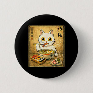 Macaron Rond 5 Cm Nourriture Japonaise Funny Kawaii Chat Blanc Ramen