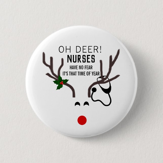 Macaron Rond 5 Cm Nourriture mignonne Reindeer Stethoscope de Noël (Devant)