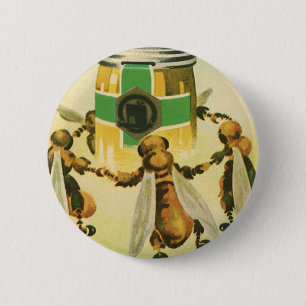 Macaron Rond 5 Cm Nourriture vintage, Abeilles de Miel Bio Dancing J