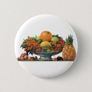 Macaron Rond 5 Cm Nourriture vintage, fruits assortis dans un bol