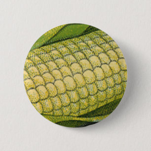 Macaron Rond 5 Cm Nourriture Vintage, Légumes Sains, Épi de Maïs