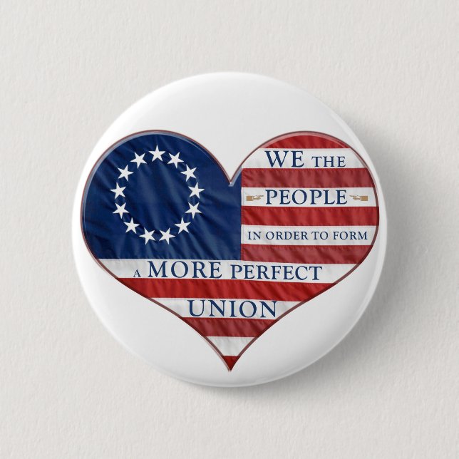 Macaron Rond 5 Cm Nous Le Peuple Le Coeur Du Drapeau Américain (Devant)
