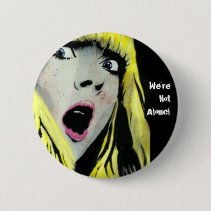 Macaron Rond 5 Cm "Nous ne sommes pas seuls !" Bouton