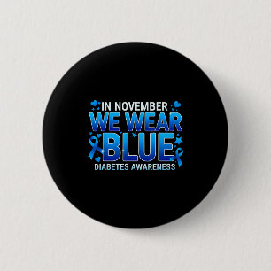 Macaron Rond 5 Cm Nous Novembre Ruban Bleu Sensibilisation au Diabèt